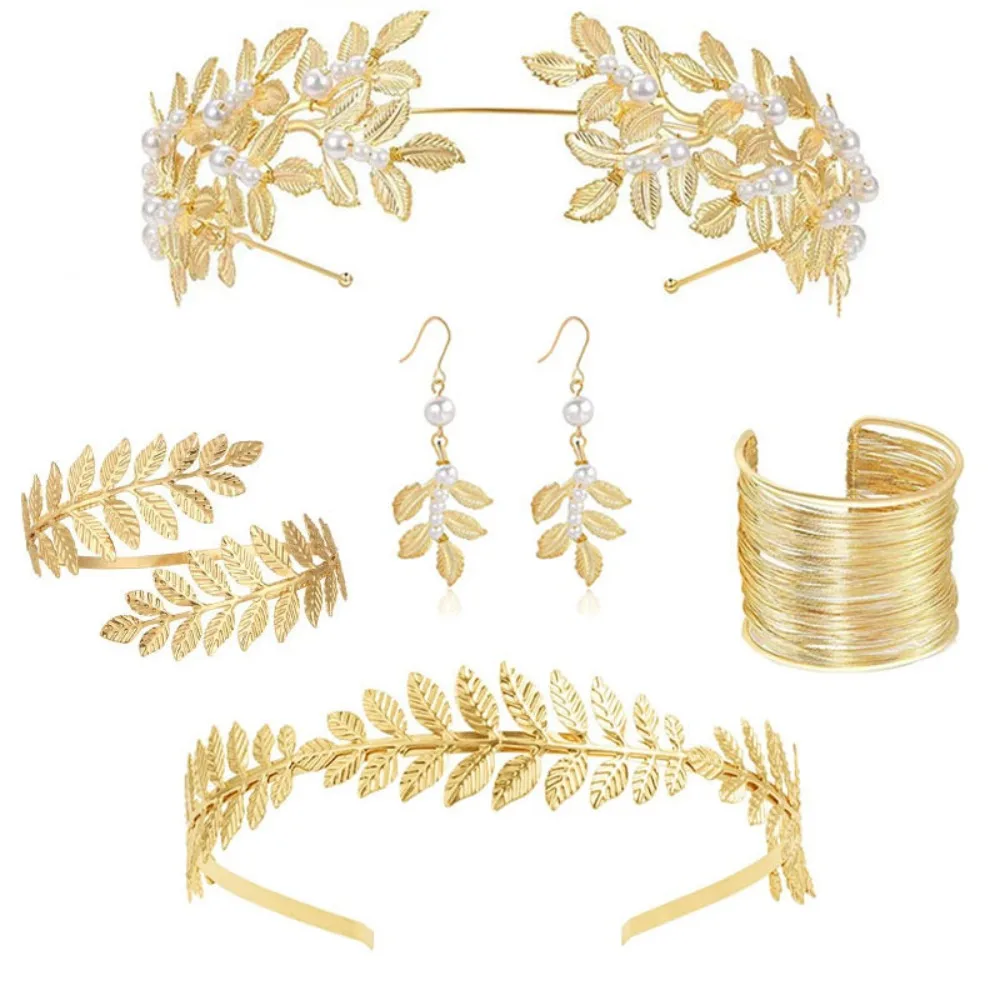 Baroque Women's Wedding Jewelry Set Bridal Earrings Gold Greek Goddess Hair Jewelry Bracelet Headpiece Rhinestone Jewelry Set
Baroque Women's Wedding Jewelry Set Bridal Earrings Gold Greek Goddess Hair Jewelry Bracelet Headpiece Rhinestone Jewelry Set