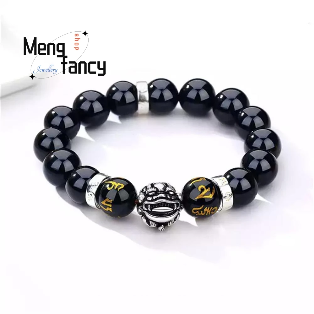 Natural Black Onyx Tibetan Silver Bracelet With Pixiu Men Women Personalized Fine Jewelry Amulet Couple Fashion Holiday Gifts
Natural Black Onyx Tibetan Silver Bracelet With Pixiu Men Women Personalized Fine Jewelry Amulet Couple Fashion Holiday Gifts