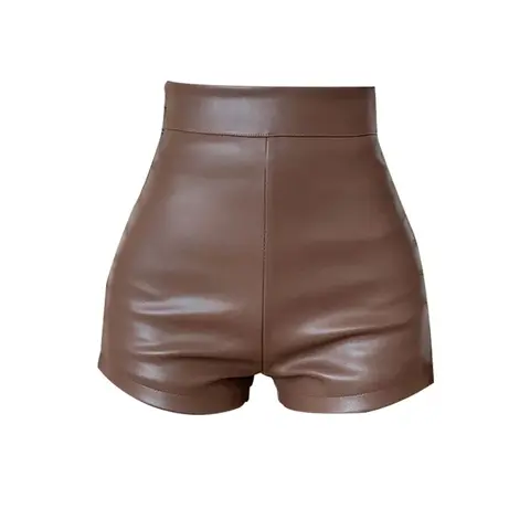 Leather Shorts Black Y2k Shorts Women's Spring and Summer High Waist Bag Hip Sexy Pu Leather Bottoming Elastic Tight Shorts