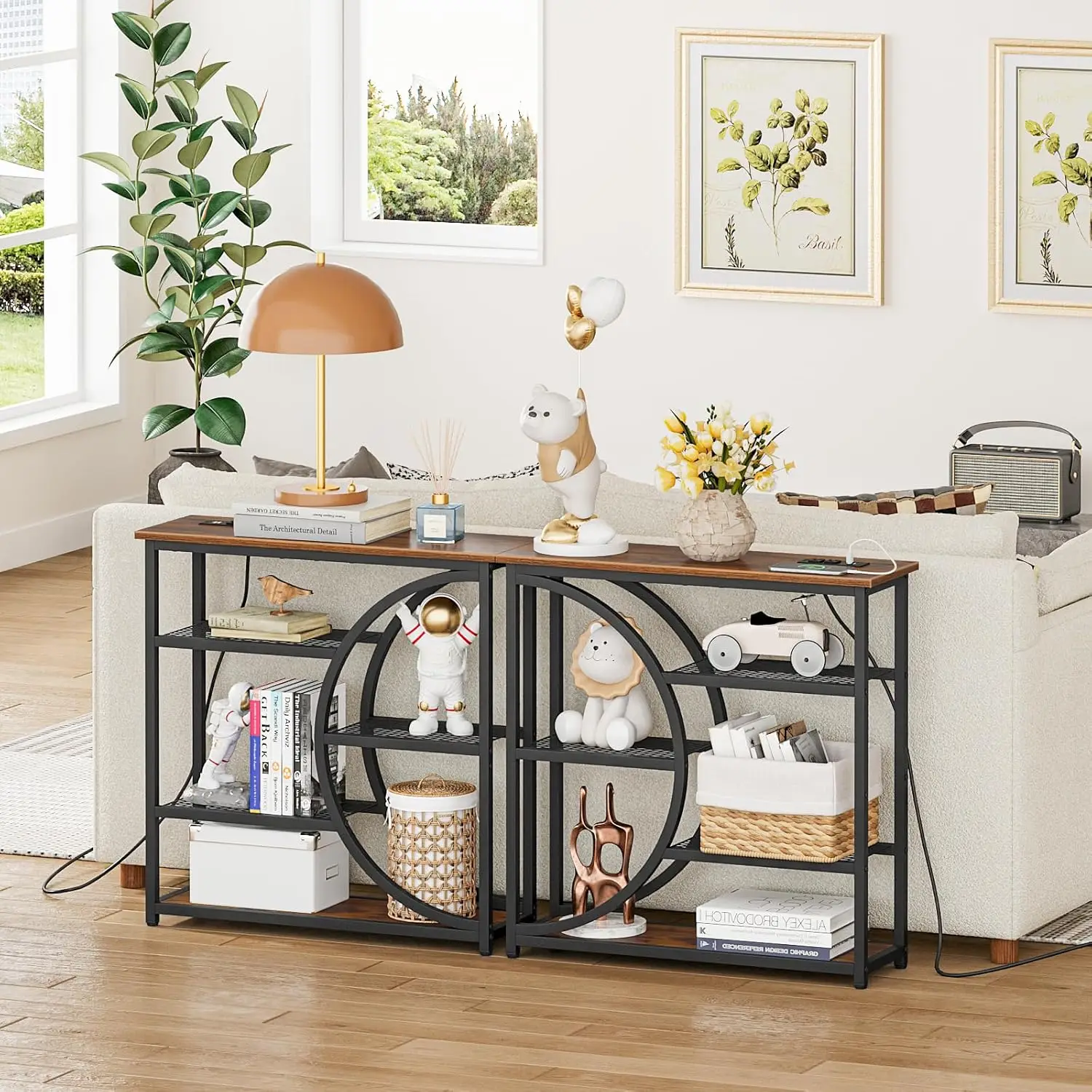 Console Table with Charging Station, Industrial Narrow Sofa Table with 5 Tier Storage Shelves
Console Table with Charging Station, Industrial Narrow Sofa Table with 5 Tier Storage Shelves
