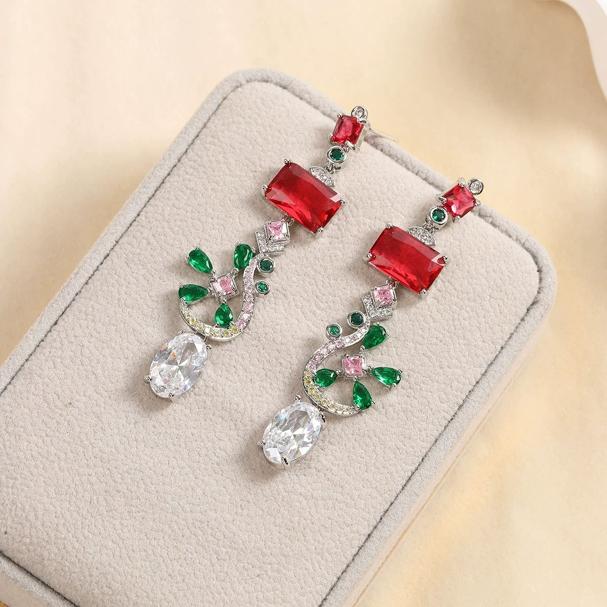 925 Silver Needle Multicolor Gemstone Drop Earrings, Luxury Bridal Jewelry Gift for Women Wedding
925 Silver Needle Multicolor Gemstone Drop Earrings, Luxury Bridal Jewelry Gift for Women Wedding