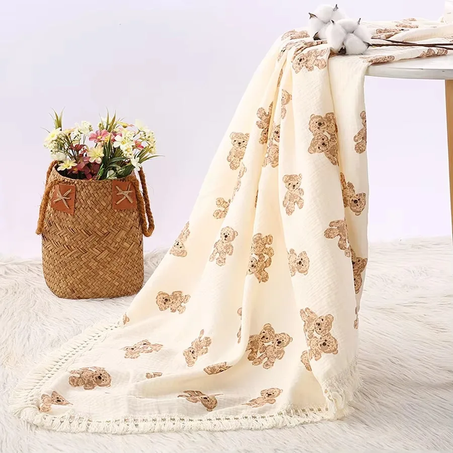 Cute Bear Muslin Squares Cotton Baby Blanket for Newborn Plaid Infant Swaddle Blanket Babies Accessories Bed Summer Comforter
Cute Bear Muslin Squares Cotton Baby Blanket for Newborn Plaid Infant Swaddle Blanket Babies Accessories Bed Summer Comforter