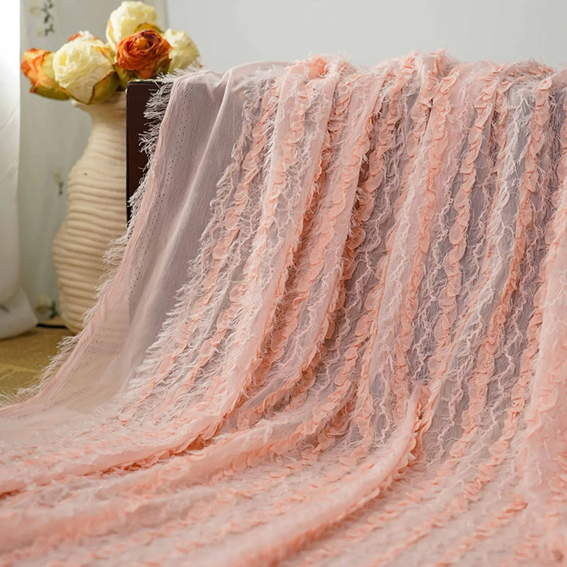 Sweet Romantic Style Ruffled Fringe Embroidery Fabric Chiffon Hook Embroidery Fabric for Wedding Dress Home décor Cloth
Sweet Romantic Style Ruffled Fringe Embroidery Fabric Chiffon Hook Embroidery Fabric for Wedding Dress Home décor Cloth