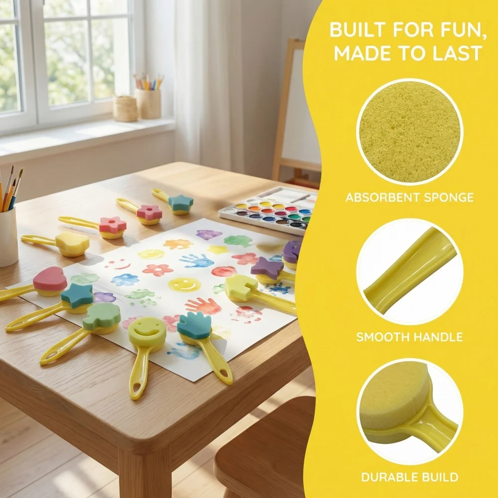 12Pcs Shape Sponge Painting Stamps, Heart Star Flower Patterns, Reusable DIY Art Brushes for Kids, Drawing Tools
12Pcs Shape Sponge Painting Stamps, Heart Star Flower Patterns, Reusable DIY Art Brushes for Kids, Drawing Tools