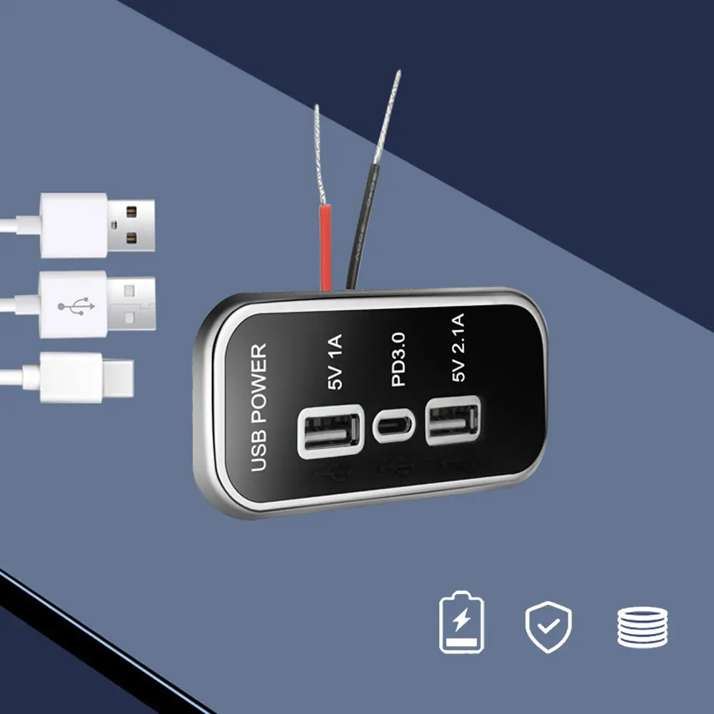 12V 24V f3 Ports 18W PD Type-C 2.1A 1A USB Car Charger Socket or Motorcycle Auto Truck ATV Boat RV Bus Power Adapter Outlet
12V 24V f3 Ports 18W PD Type-C 2.1A 1A USB Car Charger Socket or Motorcycle Auto Truck ATV Boat RV Bus Power Adapter Outlet