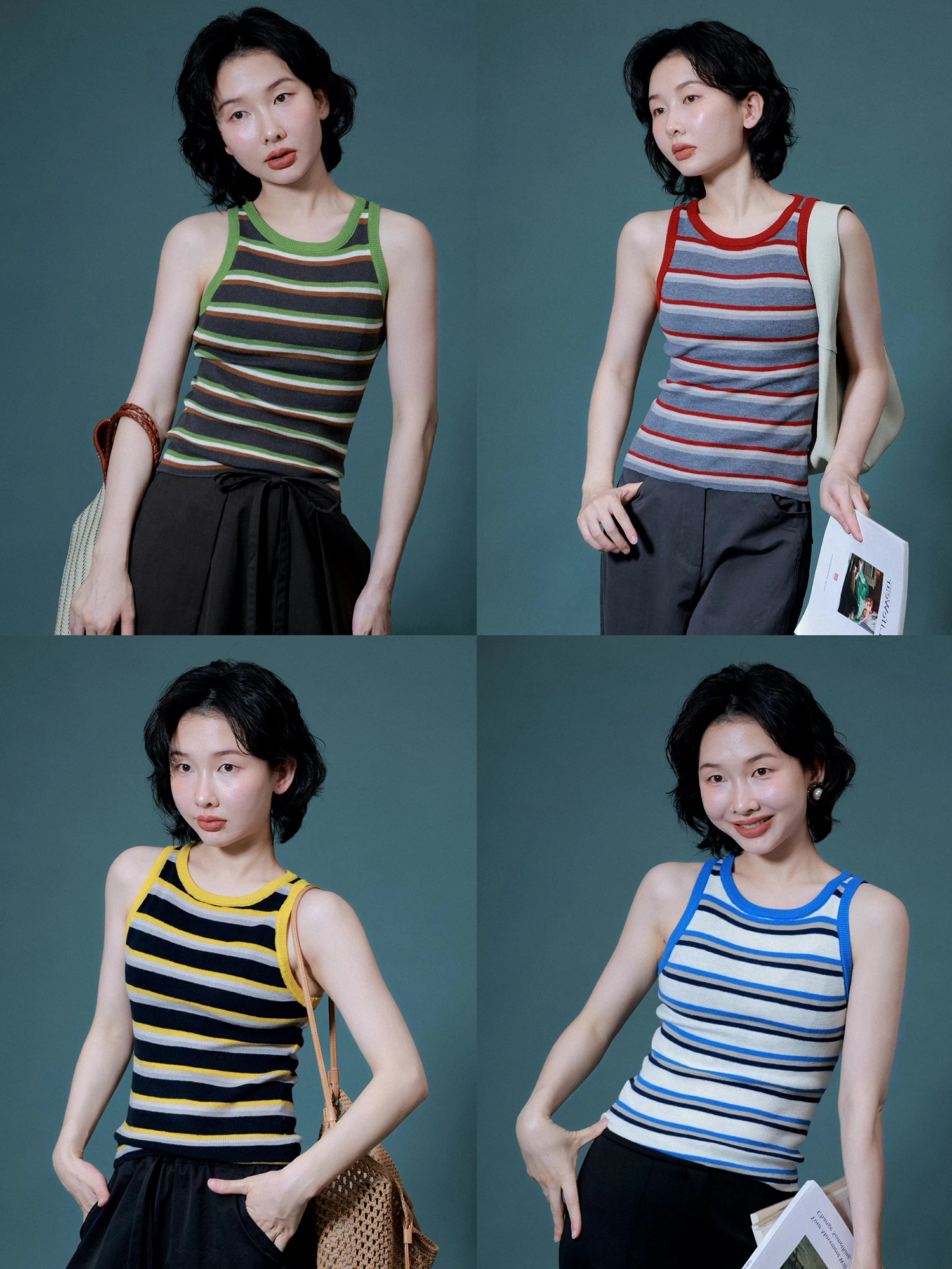 Ivy Yang Wool Blend Striped Color Block Slim Fit Knitted Vest Summer Sleeveless Workwear round Neck Pullover Women's Top
Ivy Yang Wool Blend Striped Color Block Slim Fit Knitted Vest Summer Sleeveless Workwear round Neck Pullover Women's Top