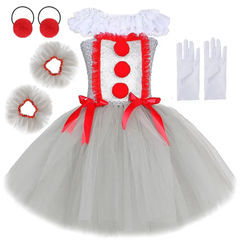 Серые вечерние платья клоуна-убийцы для девочек, карнавальный наряд ужасов, детский наряд Pennywise для детей на Хэллоуин, страшное нарядное платье
Серые вечерние платья клоуна-убийцы для девочек, карнавальный наряд ужасов, детский наряд Pennywise для детей на Хэллоуин, страшное нарядное платье