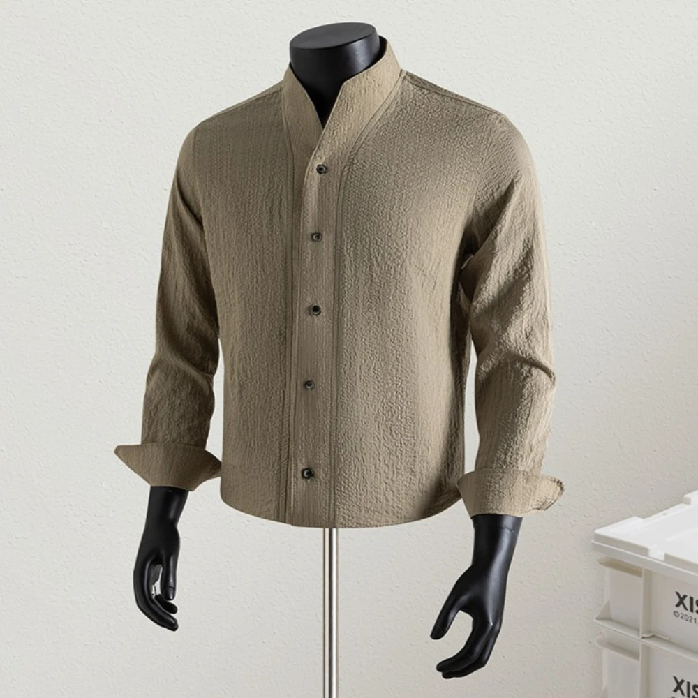 High Quality Lyocell Chiffon Shirt for Men Chinese Style Stand Collar Long Sleeved Casual Business Dress Shirts Men Clothing
High Quality Lyocell Chiffon Shirt for Men Chinese Style Stand Collar Long Sleeved Casual Business Dress Shirts Men Clothing