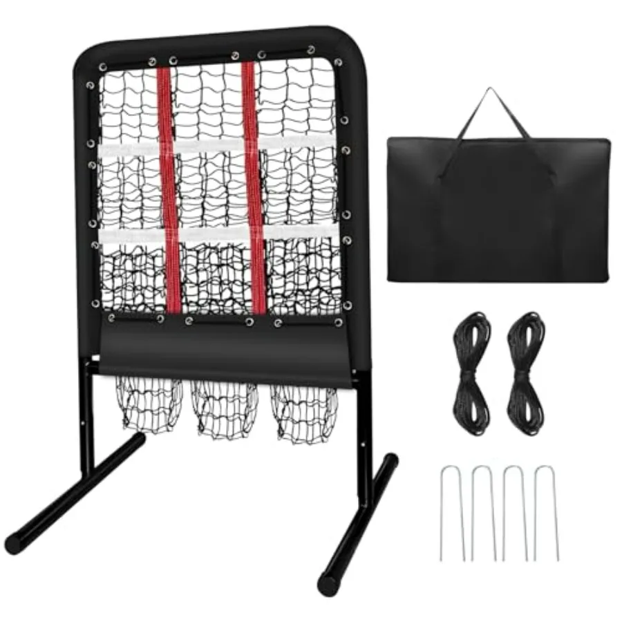 9 Hole Pitching Net with Strike Zone and Handbag 2X3' Fixed by 4 Ground Stakes or 2 Sandbags Adjustable Hghts 39-46in for Pitch
9 Hole Pitching Net with Strike Zone and Handbag 2X3' Fixed by 4 Ground Stakes or 2 Sandbags Adjustable Hghts 39-46in for Pitch