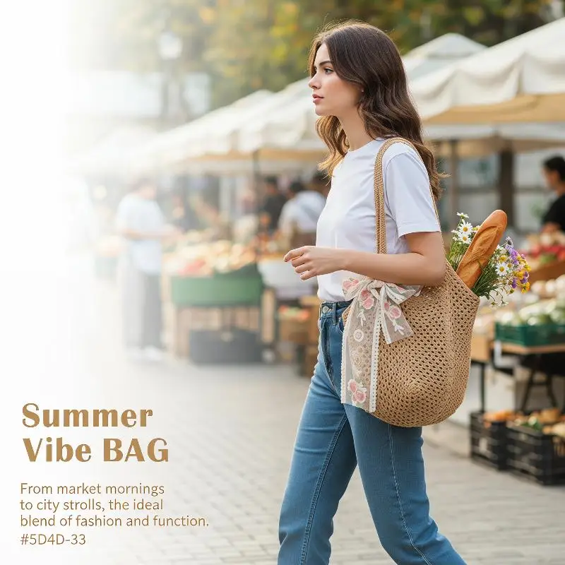Woven Tote Bag Large Capacity for Women Handmade Design Perfect for Beach and Shopping
Woven Tote Bag Large Capacity for Women Handmade Design Perfect for Beach and Shopping