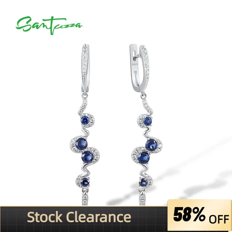 SANTUZZA Silver Earrings For Women 925 Sterling Silver Blue White Cubic Zirconia Long Dangling Earrings Delicate Fine Jewelry
SANTUZZA Silver Earrings For Women 925 Sterling Silver Blue White Cubic Zirconia Long Dangling Earrings Delicate Fine Jewelry