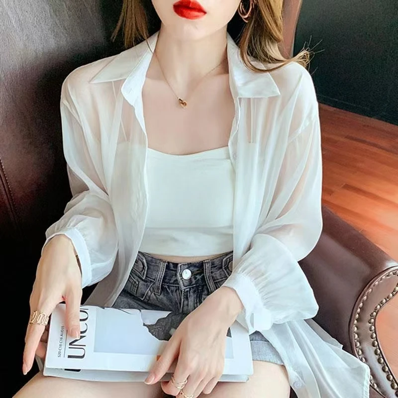 Shiny Pearlescent Shiny Chiffon Long Sleeve Women's Spring Summer Loose Versatile Blouse Outerwear Air Conditioning Shirt Thi...
Shiny Pearlescent Shiny Chiffon Long Sleeve Women's Spring Summer Loose Versatile Blouse Outerwear Air Conditioning Shirt Thi...