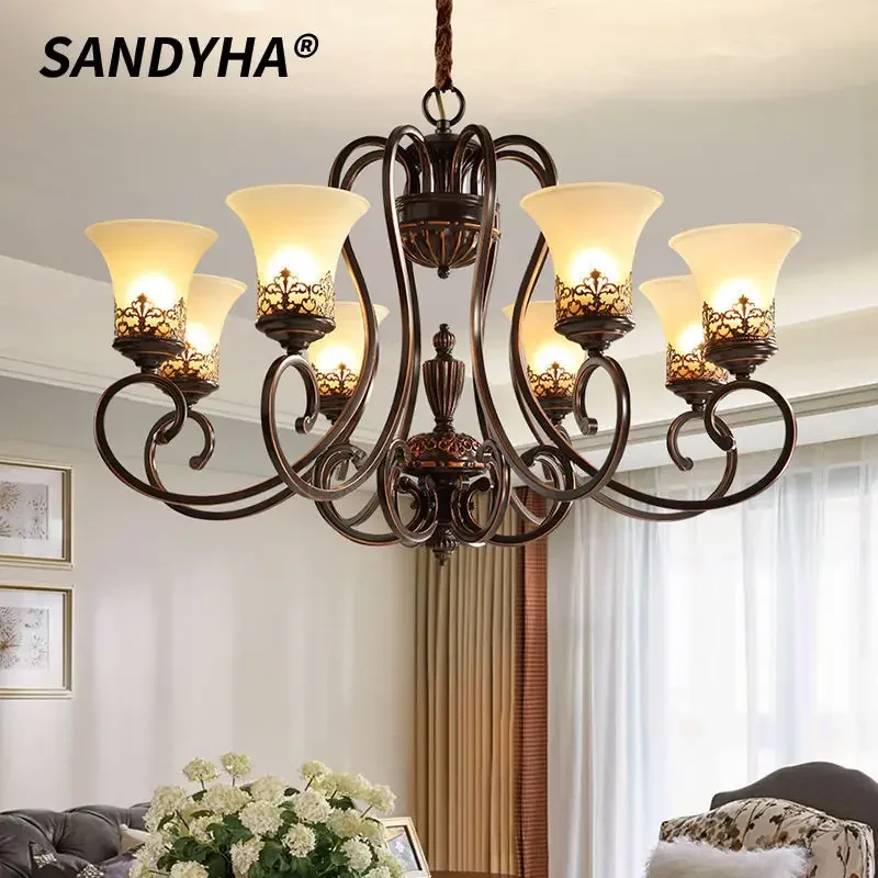 SANDYHA Vintage LED Pendant Light American Style Chandelier for Living Room Bedroom Restaurant Hotel Decorative Lighting Fixture
SANDYHA Vintage LED Pendant Light American Style Chandelier for Living Room Bedroom Restaurant Hotel Decorative Lighting Fixture