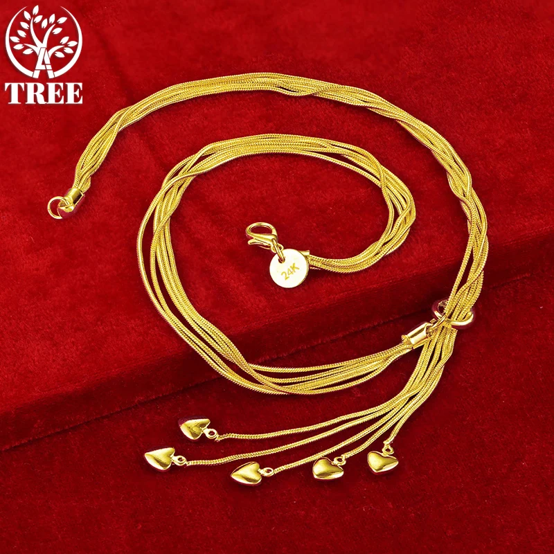 ALITREE 24K Yellow Gold Necklaces For Woman Small Heart Chain Lady Party Wedding Fashion Charm Jewelry Birthday Christmas Gifts
ALITREE 24K Yellow Gold Necklaces For Woman Small Heart Chain Lady Party Wedding Fashion Charm Jewelry Birthday Christmas Gifts