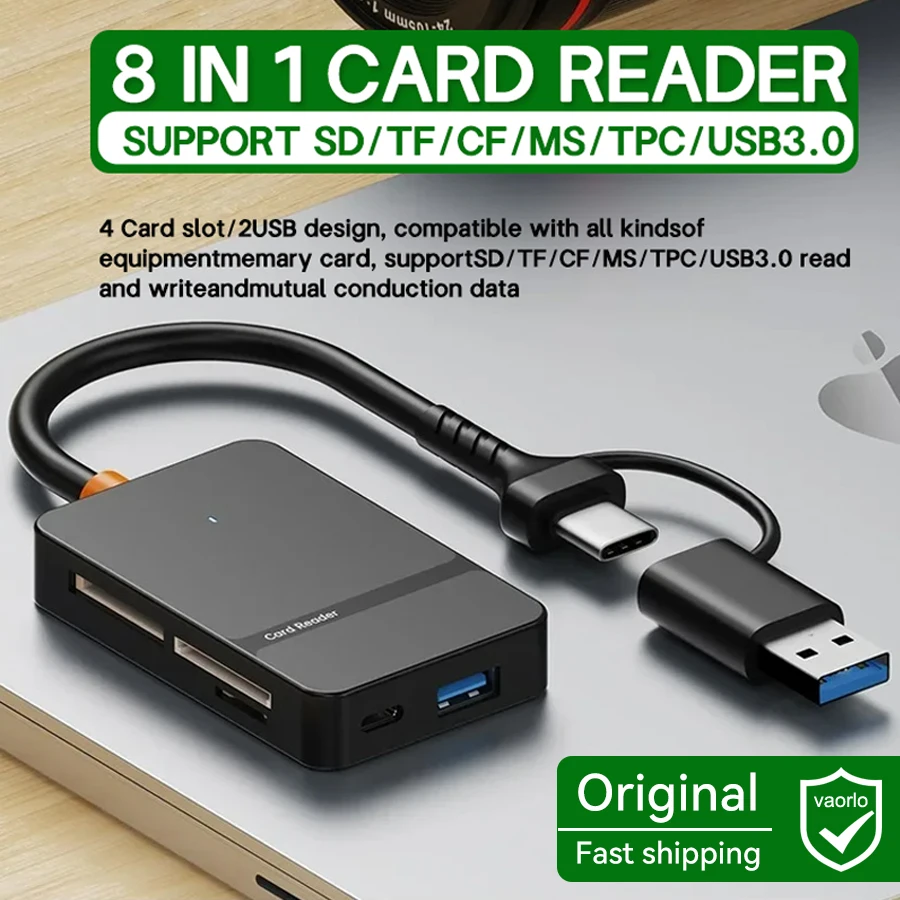 8-in-1 Card Reader USB3.0 Hub CF/SD/MS/TF Memory Card Reader for PC iPhone15 16 Trail Camera Converter External USB Flash Drive
8-in-1 Card Reader USB3.0 Hub CF/SD/MS/TF Memory Card Reader for PC iPhone15 16 Trail Camera Converter External USB Flash Drive