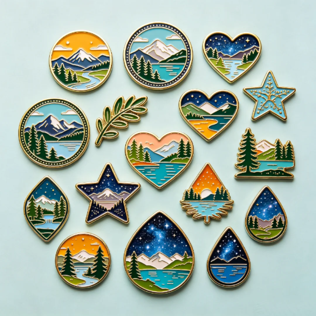 Custom Landscape Enamel Pins, Irregular Scenic Nature Brooches, Personalized Mountain Forest Lapel Pins for Backpacks
Custom Landscape Enamel Pins, Irregular Scenic Nature Brooches, Personalized Mountain Forest Lapel Pins for Backpacks