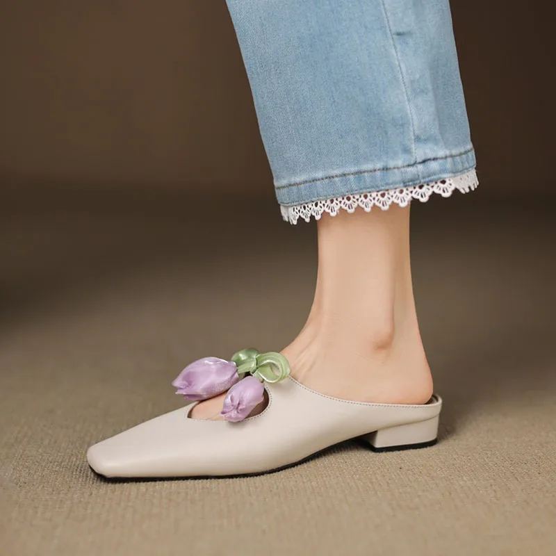 Summer Women Mule French Square Toe Small Heel Slippers Lady Sweet Ribbon Bow Flowers Women Slip-on Shoes Slingbacks Heels 2025
Summer Women Mule French Square Toe Small Heel Slippers Lady Sweet Ribbon Bow Flowers Women Slip-on Shoes Slingbacks Heels 2025