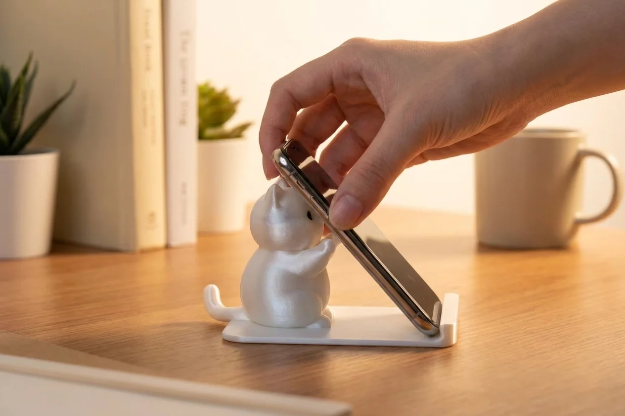 3D Printed Waving Kitten Phone Stand Cute Cat Desktop Holder Ornament Gift 3D printing has slight flaws
3D Printed Waving Kitten Phone Stand Cute Cat Desktop Holder Ornament Gift 3D printing has slight flaws