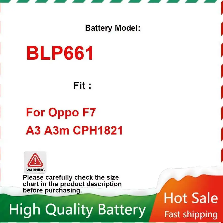 Сильная совместимость для Oppo F7 A3 A3m CPH1821 аккумулятор мобильного телефона BLP661 3300 мАч
Сильная совместимость для Oppo F7 A3 A3m CPH1821 аккумулятор мобильного телефона BLP661 3300 мАч