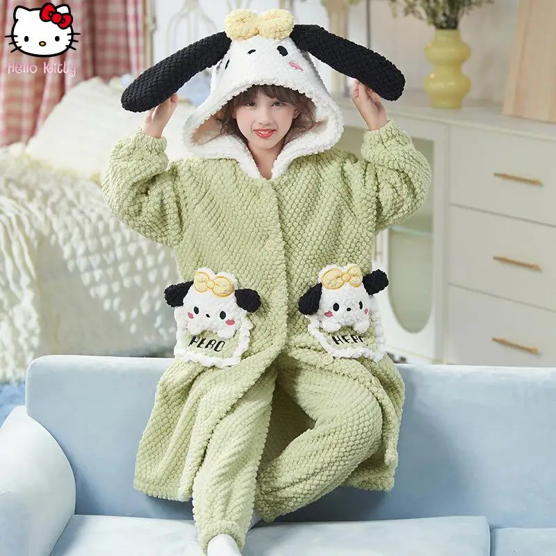 Kawaii Anime Children Hello Kitty Thicken Dressing Gown Pajama Set Cartoon Autumn Winter New Sanrio Parent Child Warm Home Suit
Kawaii Anime Children Hello Kitty Thicken Dressing Gown Pajama Set Cartoon Autumn Winter New Sanrio Parent Child Warm Home Suit