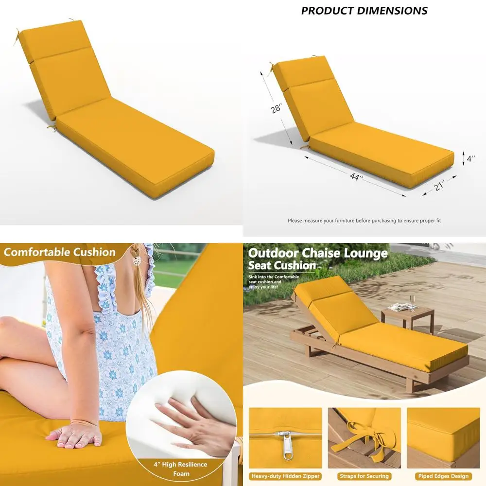 Water-Resistant Outdoor Chaise Lounge Cushion, 80L x 26W x 4D, High-Density Foam, Fade-Resistant for Comfortable Relaxation
Water-Resistant Outdoor Chaise Lounge Cushion, 80L x 26W x 4D, High-Density Foam, Fade-Resistant for Comfortable Relaxation