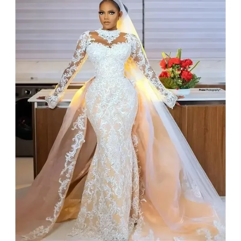 Customized Plus Size Champagne Mermaid Wedding Dress Lace Detachable Train Bridal Gowns Dresses
Customized Plus Size Champagne Mermaid Wedding Dress Lace Detachable Train Bridal Gowns Dresses