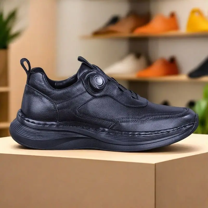 Повседневная обувь из натуральной кожи, мужские прогулочные оригинальные кроссовки из воловьей кожи с вращающейся кнопкой, легкие лоферы для бега на открытом воздухе, шикарные 
Повседневная обувь из натуральной кожи, мужские прогулочные оригинальные кроссовки из воловьей кожи с вращающейся кнопкой, легкие лоферы для бега на открытом воздухе, шикарные