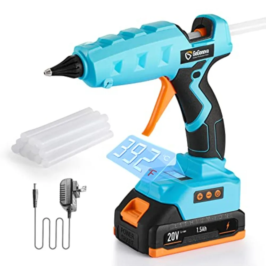 Full Size Cordless Glue Gun 20V Temp Adjust LCD Digital Display Fast Heating Accurate Dual Temp Dripless Full Size Heavy Duty H
Full Size Cordless Glue Gun 20V Temp Adjust LCD Digital Display Fast Heating Accurate Dual Temp Dripless Full Size Heavy Duty H