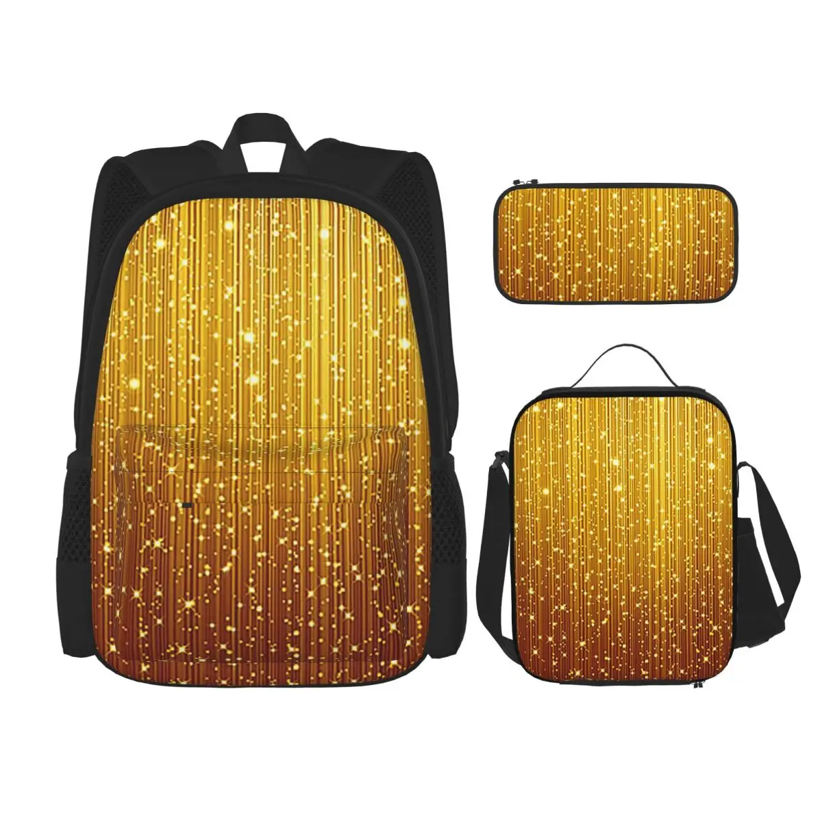 Gold Glitter Backpacks Boys Girls Bookbag School Bags Rucksack Lunch Bag Pen Bag Three-Piece Set
Gold Glitter Backpacks Boys Girls Bookbag School Bags Rucksack Lunch Bag Pen Bag Three-Piece Set