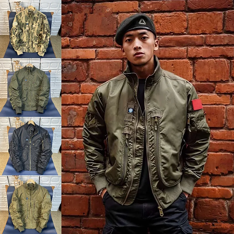 Thickened Retro Nylon Metal MA1 Pilot Baseball Jacket Autumn Winter Men's Warmth Outerwear Cotton Clothes Coat Fashion Urban
Thickened Retro Nylon Metal MA1 Pilot Baseball Jacket Autumn Winter Men's Warmth Outerwear Cotton Clothes Coat Fashion Urban