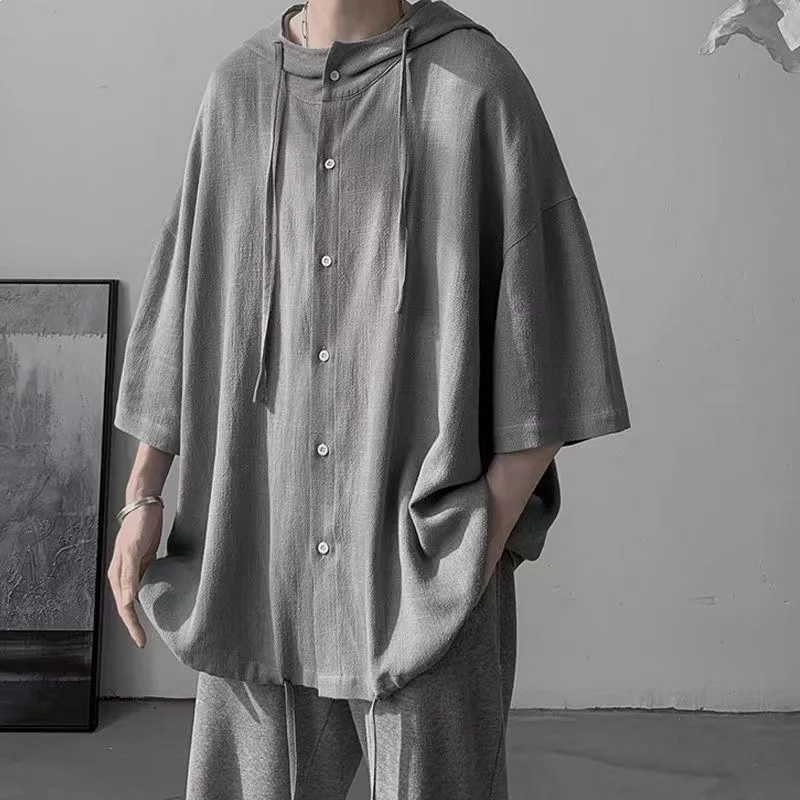Summer Japanese Style Vintage Oversized Harajuku Shirt Men Casual Loose Hooded Blouse Korean Fashion Streetwear Men Clothes Y2k
Summer Japanese Style Vintage Oversized Harajuku Shirt Men Casual Loose Hooded Blouse Korean Fashion Streetwear Men Clothes Y2k