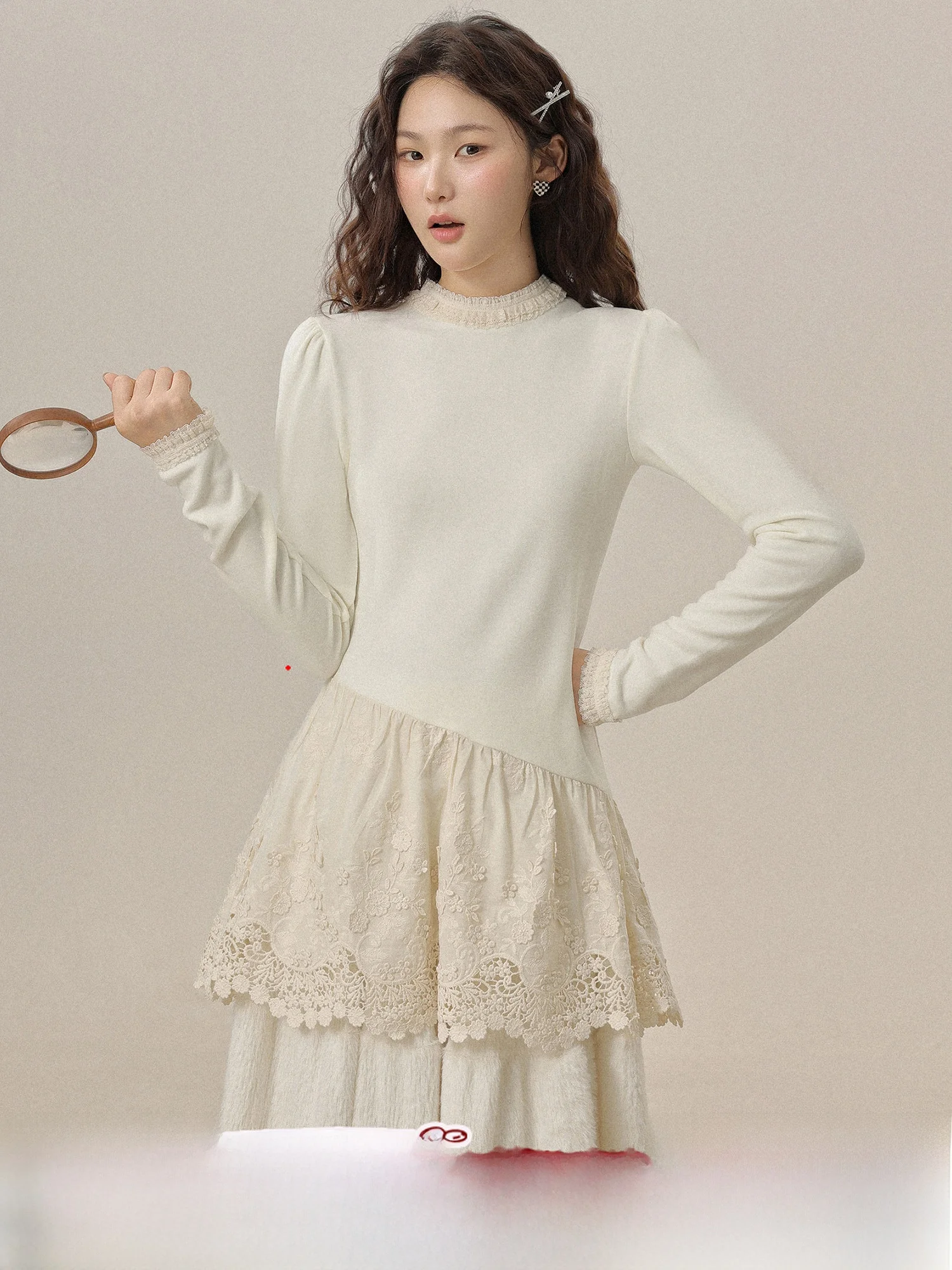 Soft Long Sve Lace Trim Base irt Inner Wear Gentle Spring Underwear Flower Top Women's Sweater Commute Sle Slim Fit
Soft Long Sve Lace Trim Base irt Inner Wear Gentle Spring Underwear Flower Top Women's Sweater Commute Sle Slim Fit