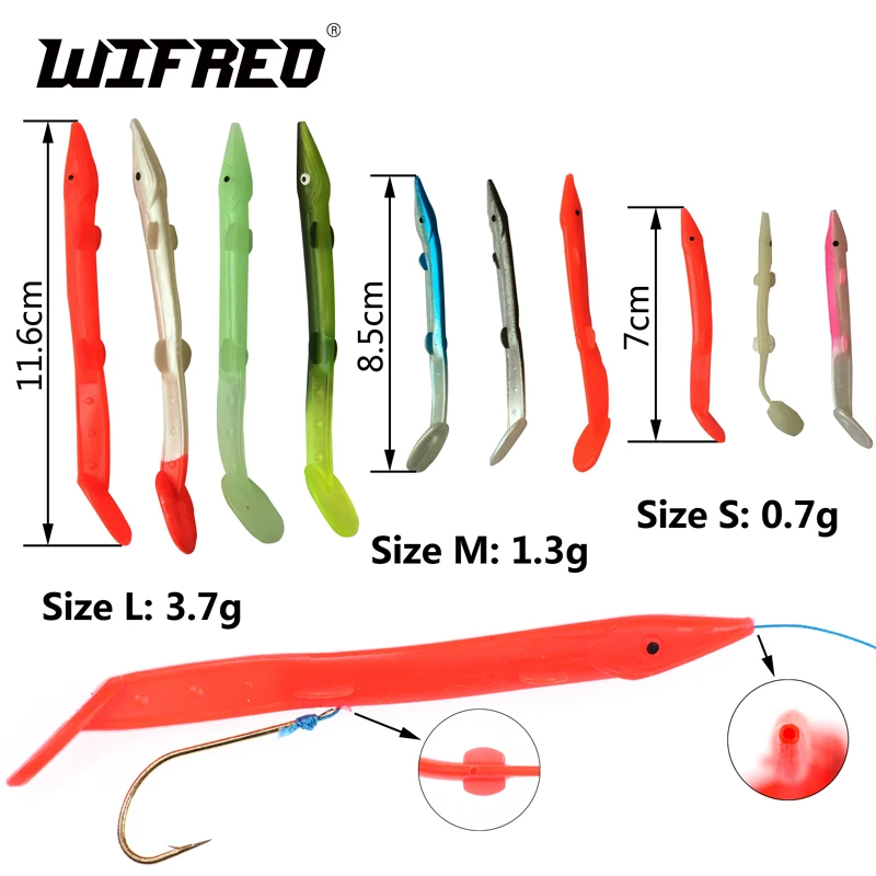 Wifreo 10pcs Multi-Color Soft Plastic Bait Fish Sabiki Rig Eel Lure Saltwater Fishing Lures Size 7cm 8.5cm 11.6cm
Wifreo 10pcs Multi-Color Soft Plastic Bait Fish Sabiki Rig Eel Lure Saltwater Fishing Lures Size 7cm 8.5cm 11.6cm