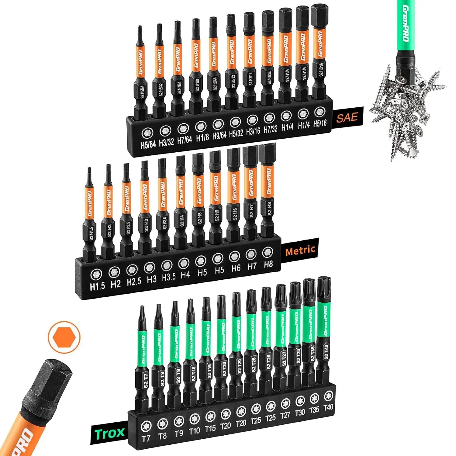 35-Piece Impact Screwdriver Bits Set, 2" Allen & Torx, S2 Steel, Magnetic Hex Shank
35-Piece Impact Screwdriver Bits Set, 2" Allen & Torx, S2 Steel, Magnetic Hex Shank