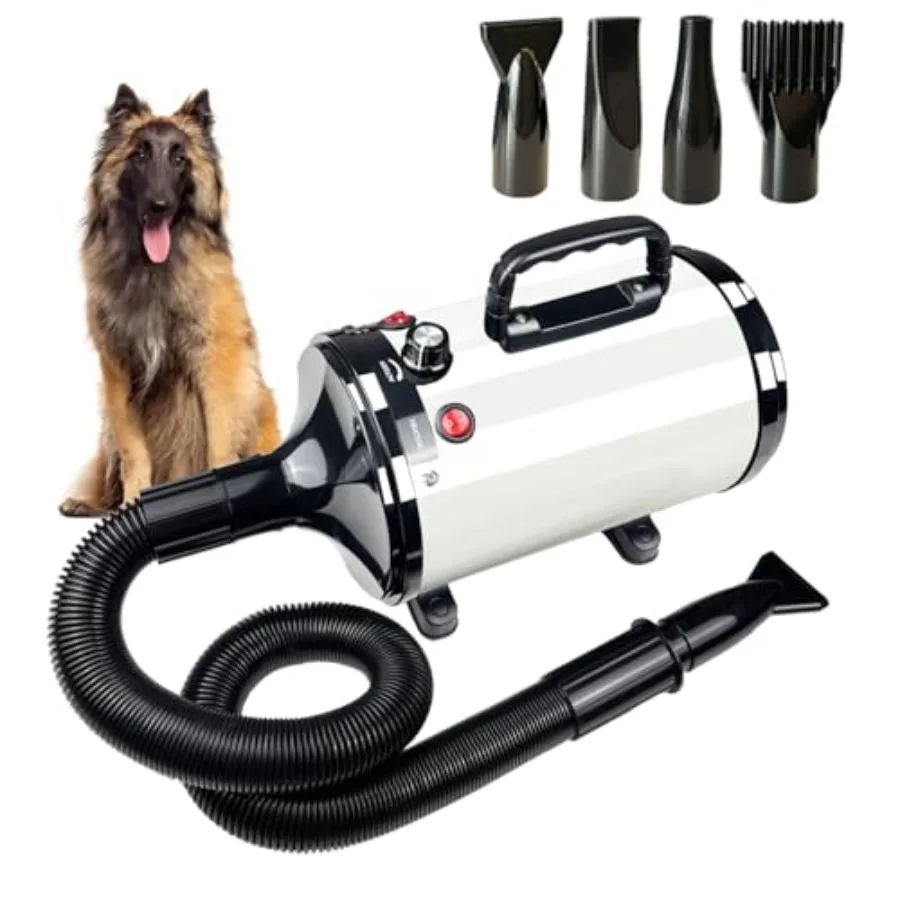 High Velocity Professional Dog Grooming DryerAdjustable Temperature and Speed Hair Dryer for Pets with 4 Nozzles
High Velocity Professional Dog Grooming DryerAdjustable Temperature and Speed Hair Dryer for Pets with 4 Nozzles