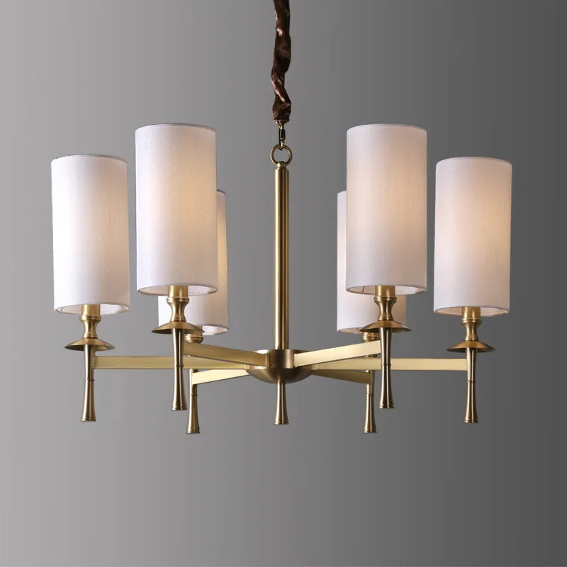 All copper American simple living room hotel model room dining room study bedroom cloth engineering chandeliers
All copper American simple living room hotel model room dining room study bedroom cloth engineering chandeliers