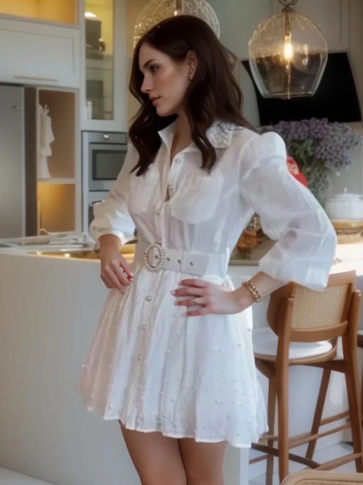 SEQINYY Casual Shirt Dress Summer Spring New Fashion Design Women Runway High Street Loose Holiday Belt Lace
SEQINYY Casual Shirt Dress Summer Spring New Fashion Design Women Runway High Street Loose Holiday Belt Lace