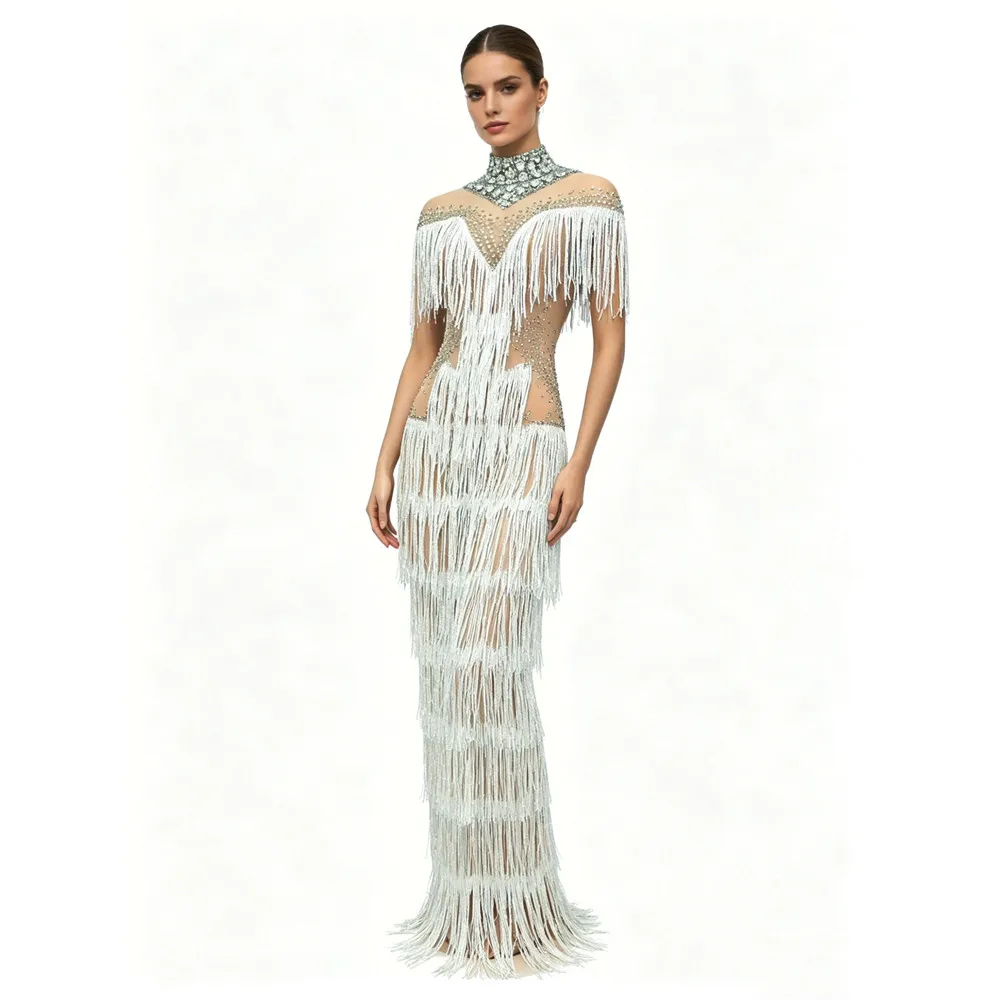 Sexy Rhinestone Tassel Dress for Women Transparent Fringe Dance Costume Evening Party Stage Performance Wear Celebrity Banquet H
Sexy Rhinestone Tassel Dress for Women Transparent Fringe Dance Costume Evening Party Stage Performance Wear Celebrity Banquet H
