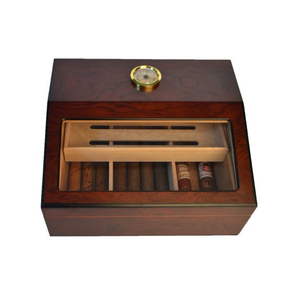 A Rosewood Solid Wood Cigar Box With Display Glass And A Double-Layer Large Capacity Humidor For Nourishing And Moisturizing.
A Rosewood Solid Wood Cigar Box With Display Glass And A Double-Layer Large Capacity Humidor For Nourishing And Moisturizing.