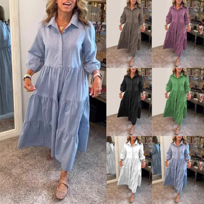 Casual Loose Dress For Women Fashion Solid Long Sleeve V Neck Button Pullover Dresses Robe Femme Autumn Winter Holiday Clothes
Casual Loose Dress For Women Fashion Solid Long Sleeve V Neck Button Pullover Dresses Robe Femme Autumn Winter Holiday Clothes