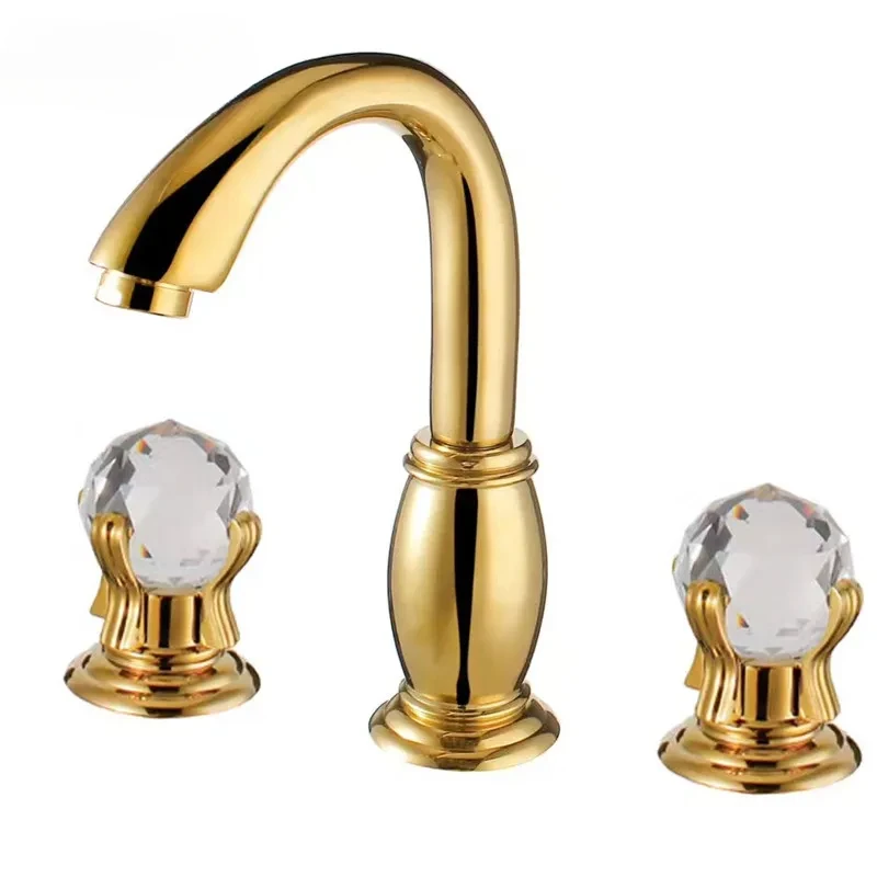 Luxury double crystal handle bathroom faucet Golden bathroom tap basin mixer double handle golden faucet mixer hot and cold tap
Luxury double crystal handle bathroom faucet Golden bathroom tap basin mixer double handle golden faucet mixer hot and cold tap