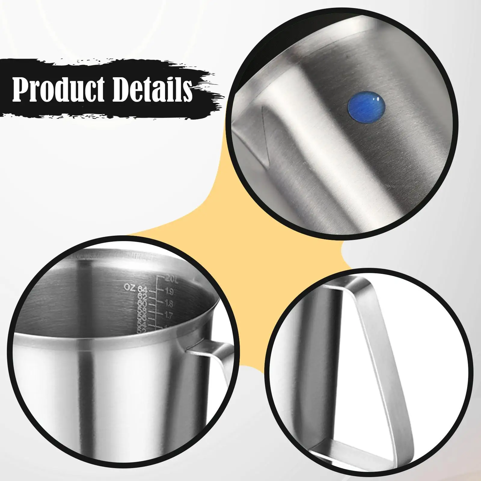 Stainless Steel Measuring Cup with Spout 2000ml Clear Markings Container Frothing Pitcher Kitchen Tools for Milk Flour Baking
Stainless Steel Measuring Cup with Spout 2000ml Clear Markings Container Frothing Pitcher Kitchen Tools for Milk Flour Baking