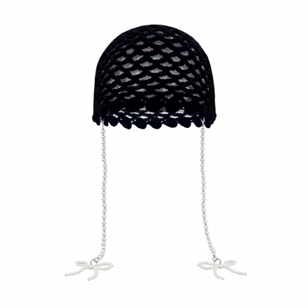 Bow Pearl Tassel Pearl Tassel Knit Hat Lace-up Design Breathable Material Knitted Pullover Hat Short Brim Hollow Out Pattern
Bow Pearl Tassel Pearl Tassel Knit Hat Lace-up Design Breathable Material Knitted Pullover Hat Short Brim Hollow Out Pattern