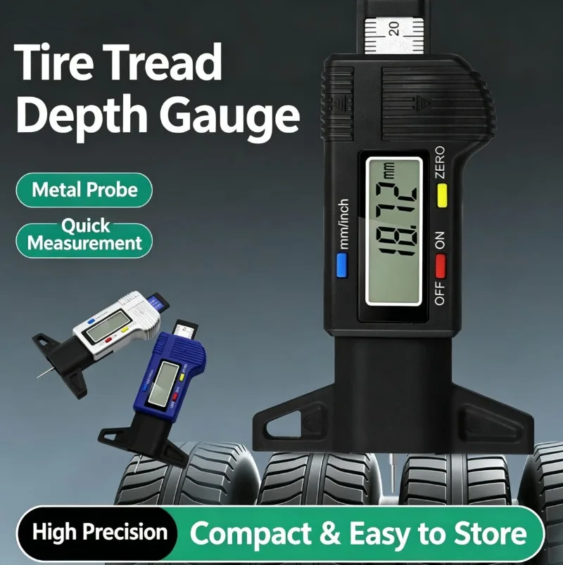 Digital Tire Tread Depth Gauge for Automotive Tire Wear Measurement
Digital Tire Tread Depth Gauge for Automotive Tire Wear Measurement
