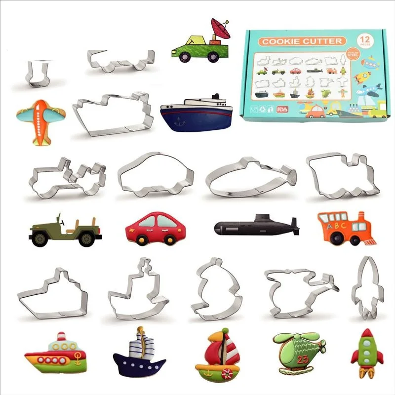 Transport Series Stainless Steel Cookie Cutter Mould Set 12 PCS Aircraft Car Cake Mlip DIY Baking Tool Pastry Baking Accessories
Transport Series Stainless Steel Cookie Cutter Mould Set 12 PCS Aircraft Car Cake Mlip DIY Baking Tool Pastry Baking Accessories