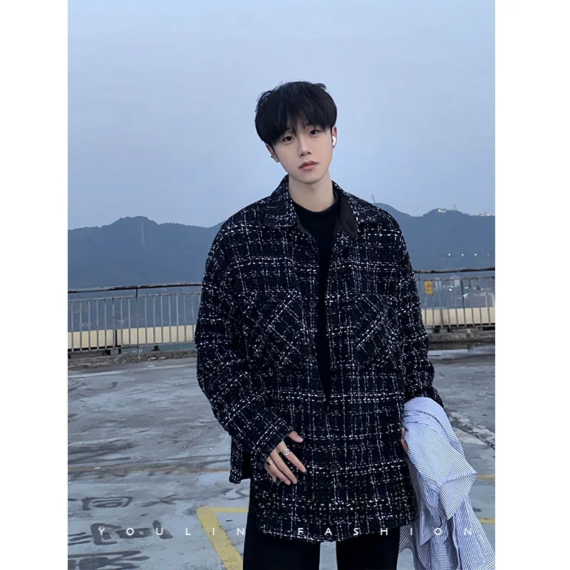 Korean Sle Oversize Plaid irt Jaet Men's Spring Autumn High Faion Cool Haome Boy's Outerwear Stand Fit Long Sve
Korean Sle Oversize Plaid irt Jaet Men's Spring Autumn High Faion Cool Haome Boy's Outerwear Stand Fit Long Sve