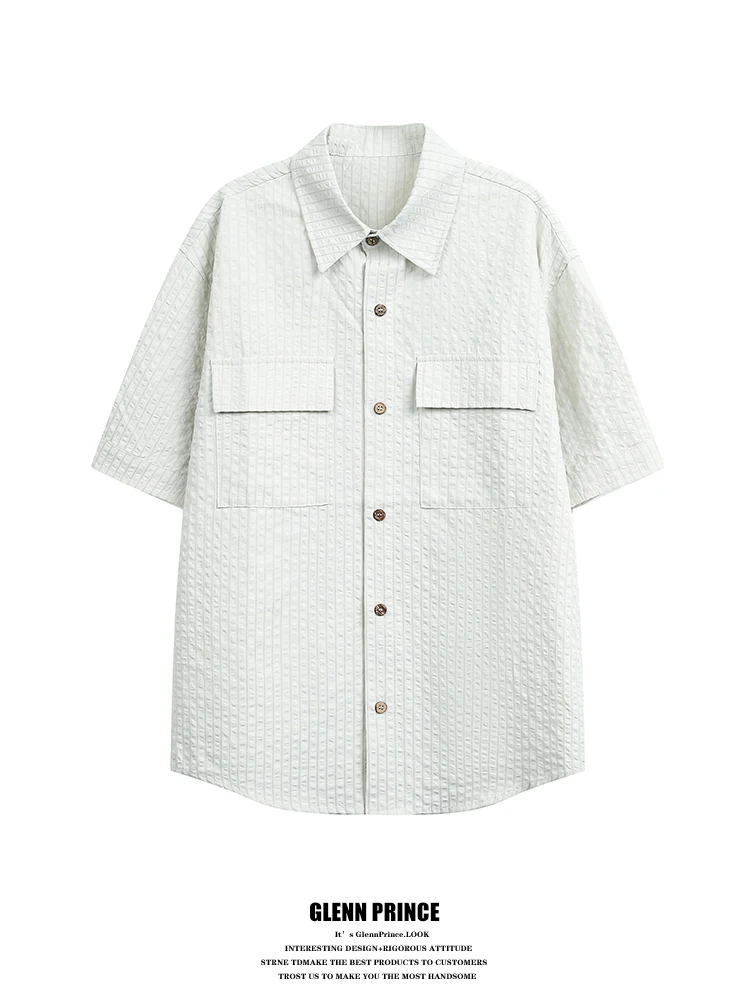GPstudio Japanese Style Short Sleeve Shirt Men's Casual Summer Fashion Brand Patch Pocket Texture Stripes Workwear Shirt
GPstudio Japanese Style Short Sleeve Shirt Men's Casual Summer Fashion Brand Patch Pocket Texture Stripes Workwear Shirt