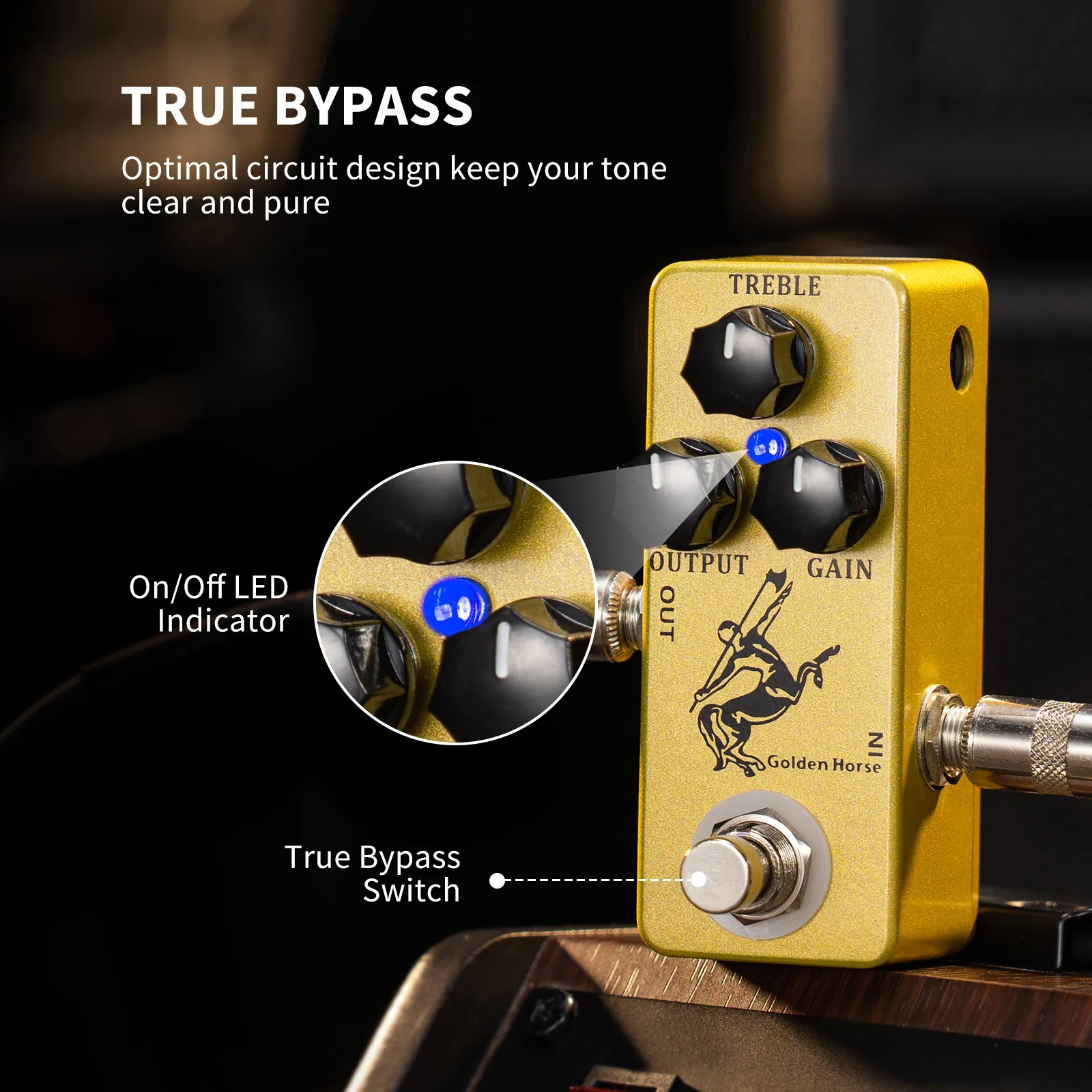 Педаль Mosky Golden Horse Overdrive, буст в стиле Klon Centaur с прозрачным звучанием, 3-полосный эквалайзер, true bypass для электрогитары
Педаль Mosky Golden Horse Overdrive, буст в стиле Klon Centaur с прозрачным звучанием, 3-полосный эквалайзер, true bypass для электрогитары