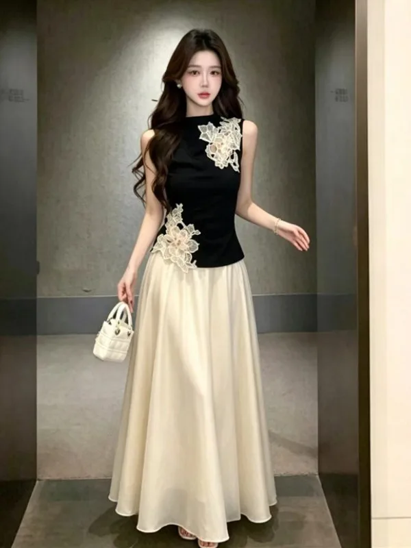Slimming Lace Panelled Stand Collar Two-Piece Set Elegant Chic Half-length Skirt Voluminous Gown Chinese New Style Fashion En...
Slimming Lace Panelled Stand Collar Two-Piece Set Elegant Chic Half-length Skirt Voluminous Gown Chinese New Style Fashion En...