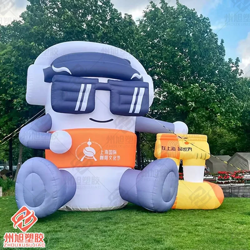 Inflatable coffee doll, sitting on grass with headphones, outdoor/grass activities display decorative drainage promotional props
Inflatable coffee doll, sitting on grass with headphones, outdoor/grass activities display decorative drainage promotional props